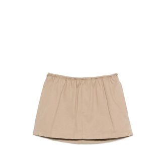 Alexander Wang Korte Broeken, Dames, Beige, M, Katoen, Logo Miniskirt