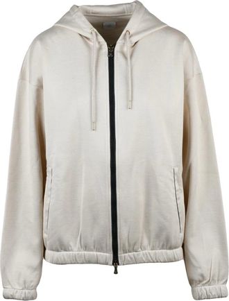 Eleventy Hoodies & sweatvesten, Dames, Beige, L, Katoen, Full Zip Hooded Sweatshirt