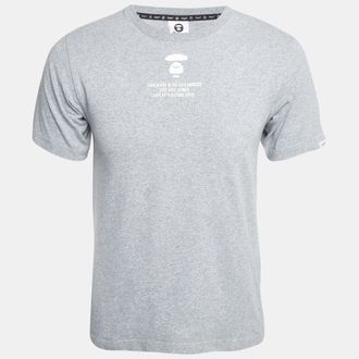 A Bathing Ape Grey Aape Universe Print Cotton Crew Neck T-Shirt