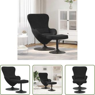 vidaXL vidaXL Sedia lounge - Sedia Egg con Pouf Nero Velluto