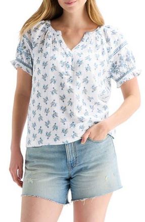 Lucky Brand Floral Puff Sleeve Top in White Multi at Nordstrom Rack, Size X-Small