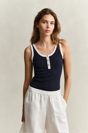 GANT Women Ribbed Tank Top (XXL) EVENING BLUE