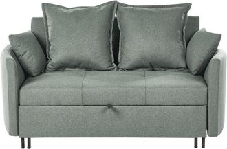 Beliani Sofá cama 2 plazas de tela función de dormir reposabrazos perfilados verde Hovin