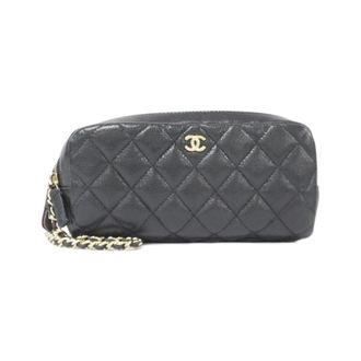 Chanel Black Grained Calfskin Pouch (Pre-Owned)