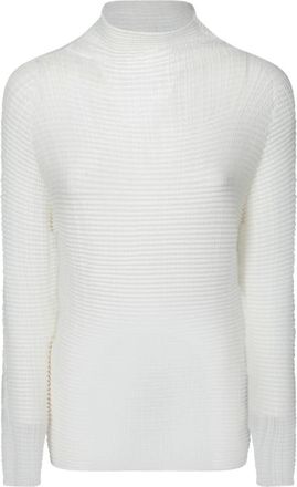 Issey Miyake Elegante Geplooide Witte Top - Dames - Coltruien - Wit - M - Truien & Vesten