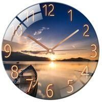 OEM Reloj De Pared Redondo De Cristal De 30 Cm (12 Pulgadas), Silencioso, Ideal Para La Sala De Estar, El Dormitorio, El Pasillo O La Oficina, Color Azul 