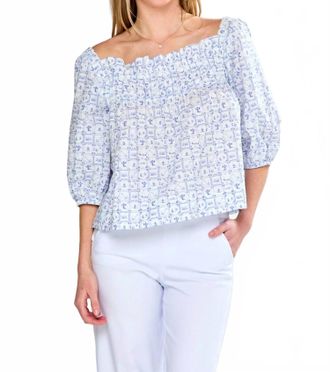 Sara Campbell Felicity Square Neck Blouse In Liberty Blue Soir&eacute;e