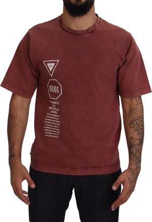 Dolce & Gabbana Mens Graphic Tee Stop Sign Print - Brown Cotton - Size EU 46 (Mens)