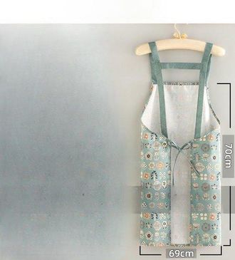 OEM Delantales Verdes Para Mujer Con Bolsillos, Delantal De Cocina De Lona Floral, Delantal De Chef De Algod&oacute;n Para Peluqueros