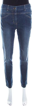 Escada Indigo Faded Effect Denim Cropped Skinny Jeans