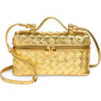 Bottega Veneta Bang Bang Intrecciato Metallic Leather Crossbody Vanity Case in 8472 Gold /Gold at Nordstrom
