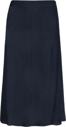 Tommy Hilfiger Effen midi-rok in cr&ecirc;pestijl - Dames - Midirokken - Blauw - L - Rokken