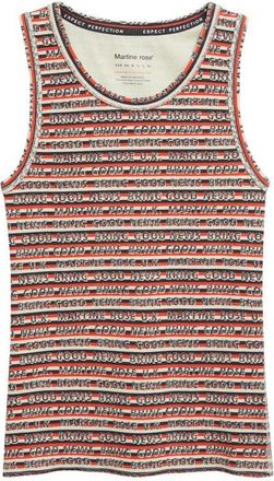 Martine Rose Bring Good News Rib Tank in Red Grey Stripe at Nordstrom, Size X-Large