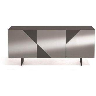 Capodarte Madia credenza 3 ante in vetro specchio Fum cassa Antracite arte 180 con 2 piedini