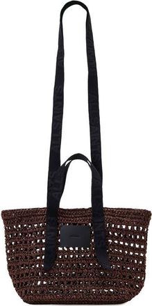 AllSaints Mini Celayne Straw Tote in Cognac Brown at Nordstrom