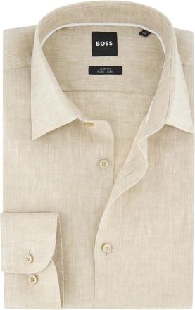 HUGO BOSS Overhemden, Heren, Beige, XL, Casual Beige Overhemd