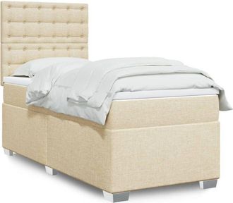 vidaXL Cama Box Spring Con Colch&oacute;n Tela Color Crema 90x190 Cm Vidaxl