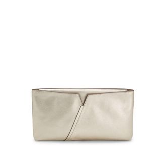 BOSS REVERS metallic-leather clutch bag with split topline