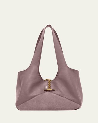 Chlo&eacute; Balloon East-West Tote Bag in Leather & Suede