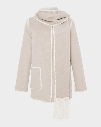 Gorski Cashmere-Wool Jacket With Detachable Scarf