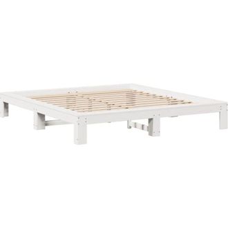 vidaXL Cama Sin Colch&oacute;n Madera Maciza De Pino Blanca 180x200 Cm Vidaxl