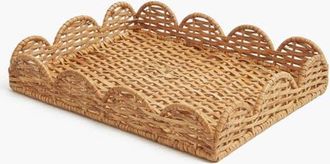 Mrs. Alice Natural Small Scalloped Rattan Tray in Neutral at Nordstrom