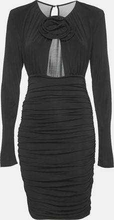 Magda Butrym Black Cut-Out Jersey Ruche Mini Dress