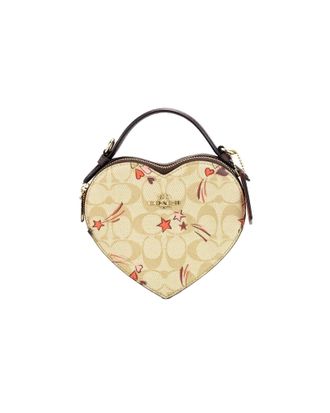 Coach Small Khaki Heart and Star Print Crossbody Bag