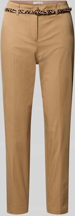 Christian Berg Slim Fit Hose in verk&uuml;rzter Passform mit G&uuml;rtel in Camel, Gr&ouml;&szlig;e 34