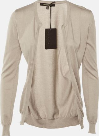 Roberto Cavalli Light Brown Cotton & Cashmere Cardigan