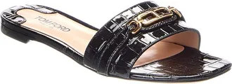 Tom Ford Logo Leather Flat Sandal