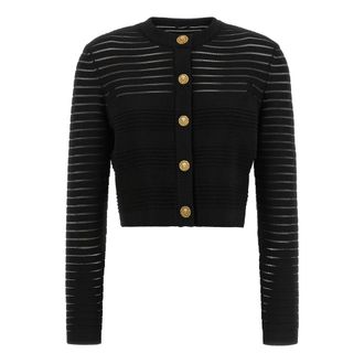 Balmain Cropped Cardigan - female - Balmain - Cardigans - Black - XS - Knitwear