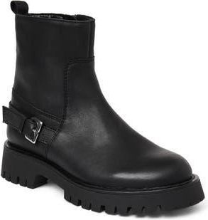 Bruno Magli Lensa Lug Sole Leather Moto Boot in Black at Nordstrom Rack, Size 6.5