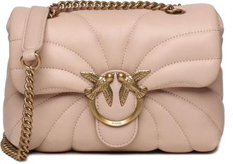 Pinko Vlinder Gekwilt Mini Love Tas - Dames - Schoudertassen - Roze - ONE Size - Leer - Tassen