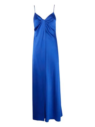 Lauren Ralph Lauren twist-front sleeveless gown dress - women - Polyester - 2 - Blue