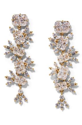 Nadri Stellar Cascade Linear Drop Earrings in Gold/Clear at Nordstrom