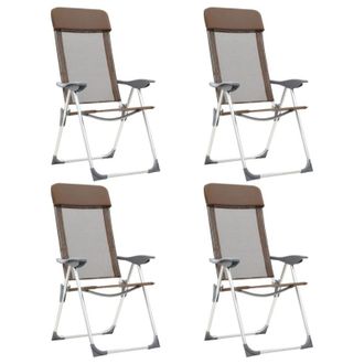 vidaXL Vidaxl Sillas De Camping Plegables 4 Unidades Aluminio Marr&oacute;n