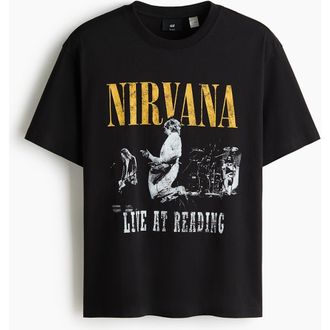 H&M Loose fit t-shirt in Black/nirvana at Nordstrom, Size X-Large