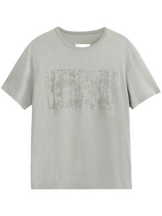 Maison Margiela Grey Wax Printed Cotton T-Shirt