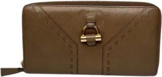 Saint Laurent Pre-owned Wallets, female, Brown, Size: ONE SIZE Pre-owned Leather Wallet