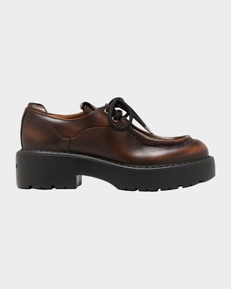 Miu Miu Leather Casual Derby Loafers