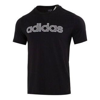adidas neo Athleisure Casual Sports Breathable Alphabet Logo Solid Color Round Neck Short Sleeve Black HD7066