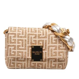 Balmain Pre-owned Cross Body Bags, female, Beige, Size: ONE SIZE Pre-owned Jacquard Crossbody Bag