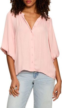 Sanctuary Plenty of Love Crinkle Button-Up Top in Light Bloom Pink at Nordstrom, Size Medium