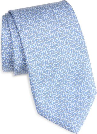 Ferragamo Cerchio Gancini Print Silk Tie in Azzurro at Nordstrom