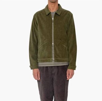 Folk Signal Blouson Jacket In Olive Chunky Cord