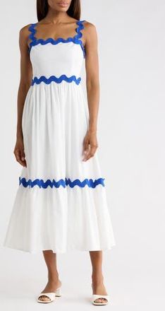 Flying Tomato Rickrack Trim Midi Dress in White at Nordstrom Rack, Size X-Large