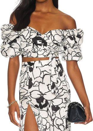 Ronny Kobo Zano Top In Floral Noir Print