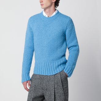 Dolce & Gabbana Pullover girocollo turchese effetto boucl&eacute;