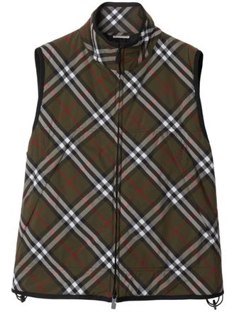 Burberry Gilet imbottito a quadri - Verde